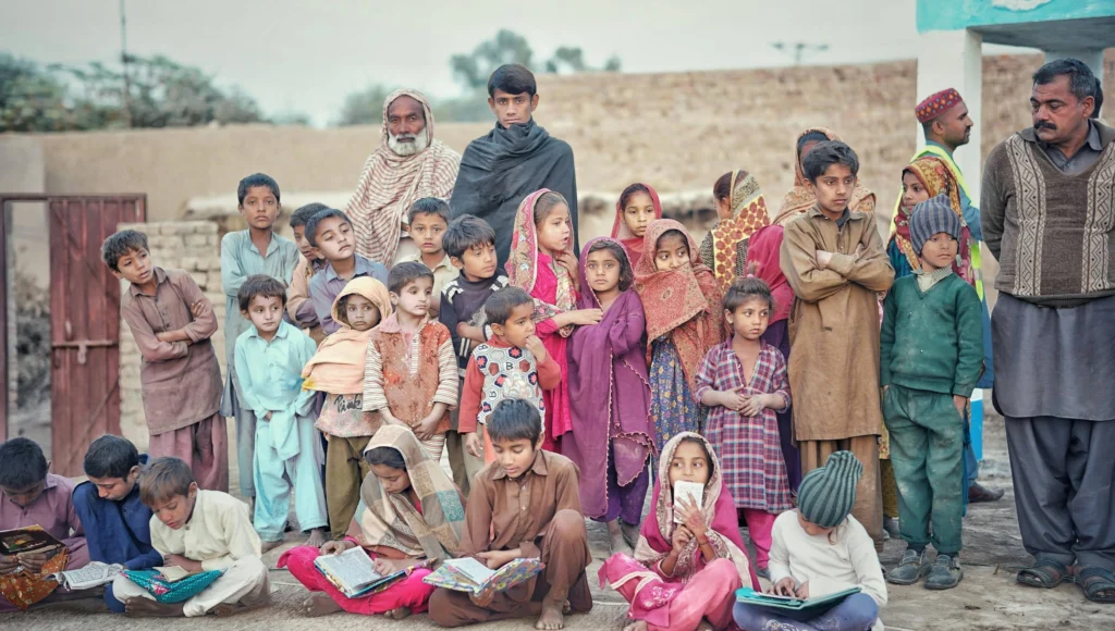 children in a town